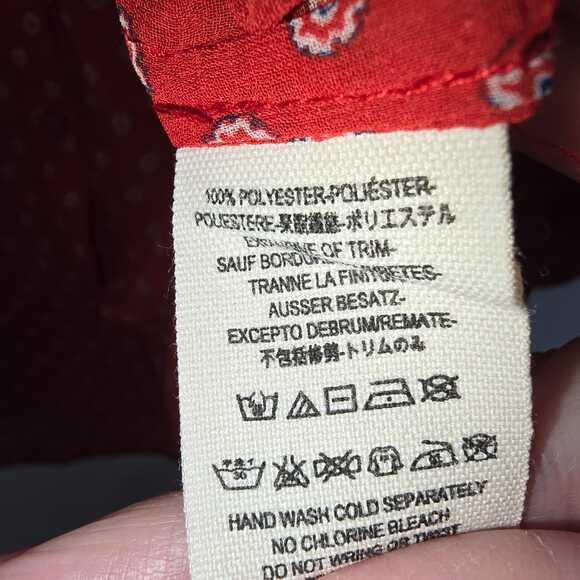 Free People Red Semi-Sheer Bohemian Print Blouse M Paisley Festival Bandana - Picture 9 of 9